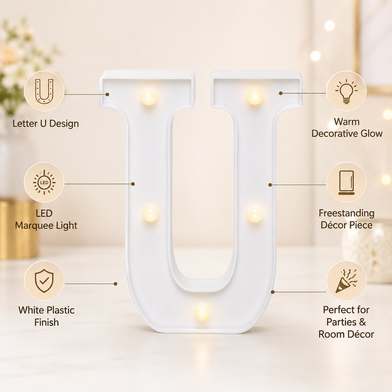 LED Marquee Letter U Lights