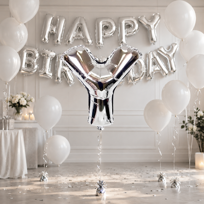 Silver Letter Y Foil Balloon, Metallic Alphabet Balloon