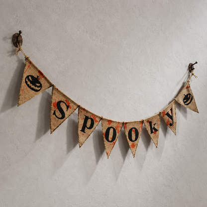 Spooky Burlap Halloween Banner - Over 9FT