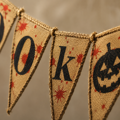 Spooky Burlap Halloween Banner - Over 9FT