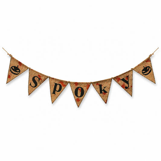Spooky Burlap Halloween Banner - Over 9FT