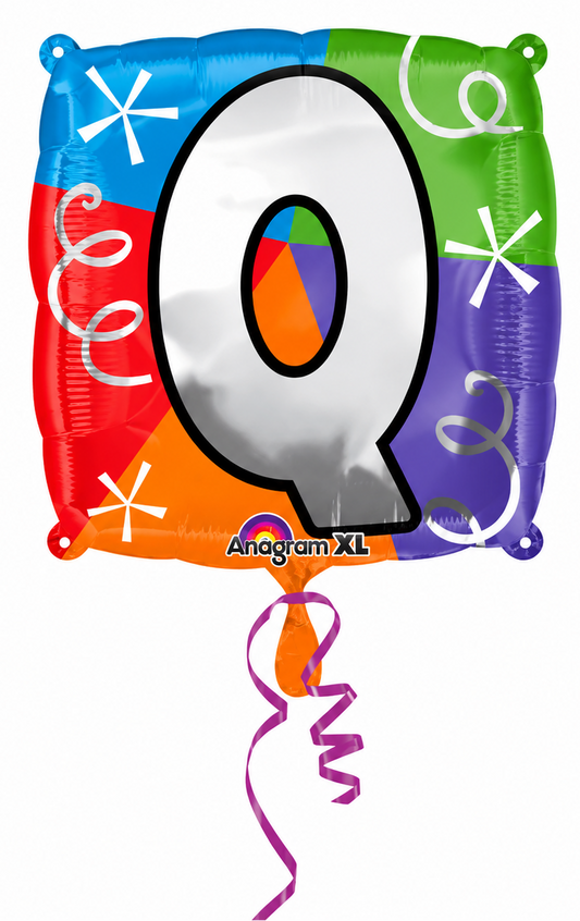 Alphabet "Q" Printed Square Shaped Balloon Helium Supported for Birthday Boy/Girl Name Initiatls - 18 inches