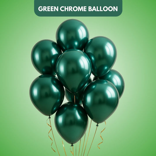 Chrome Green Rubber / Latex Balloon - Helium Quality - 12 inches - 10PC