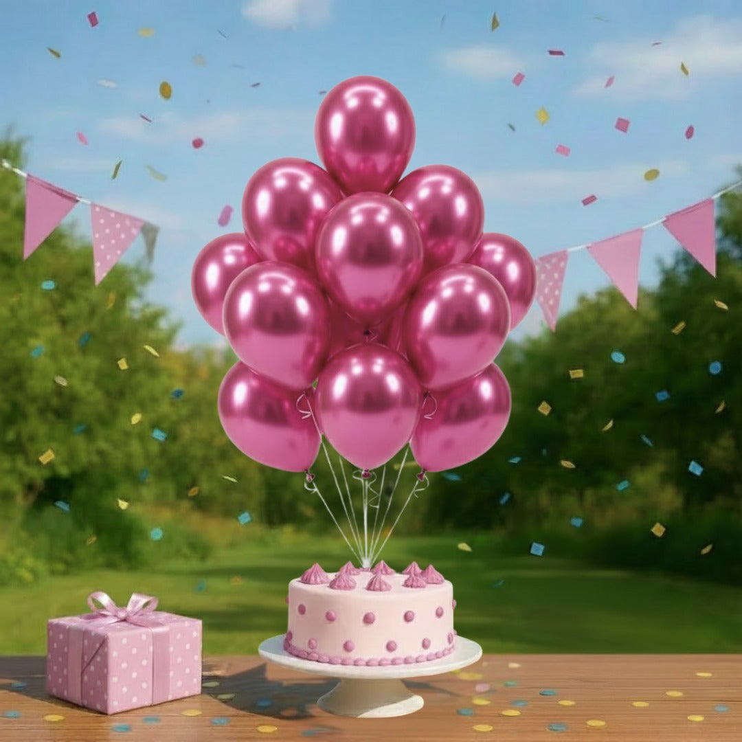 Chrome Hot Pink Premium Latex Balloons 10" - 20PC