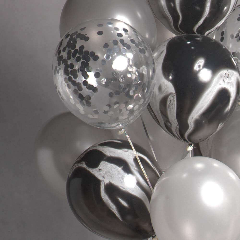 Wanna Party Transparent Balloons with Silver Confetti 12" - 5 Pieces