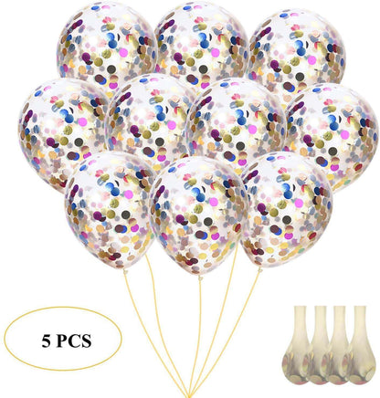 Transparent Balloons with Multicolour Confetti 12" - 5PC