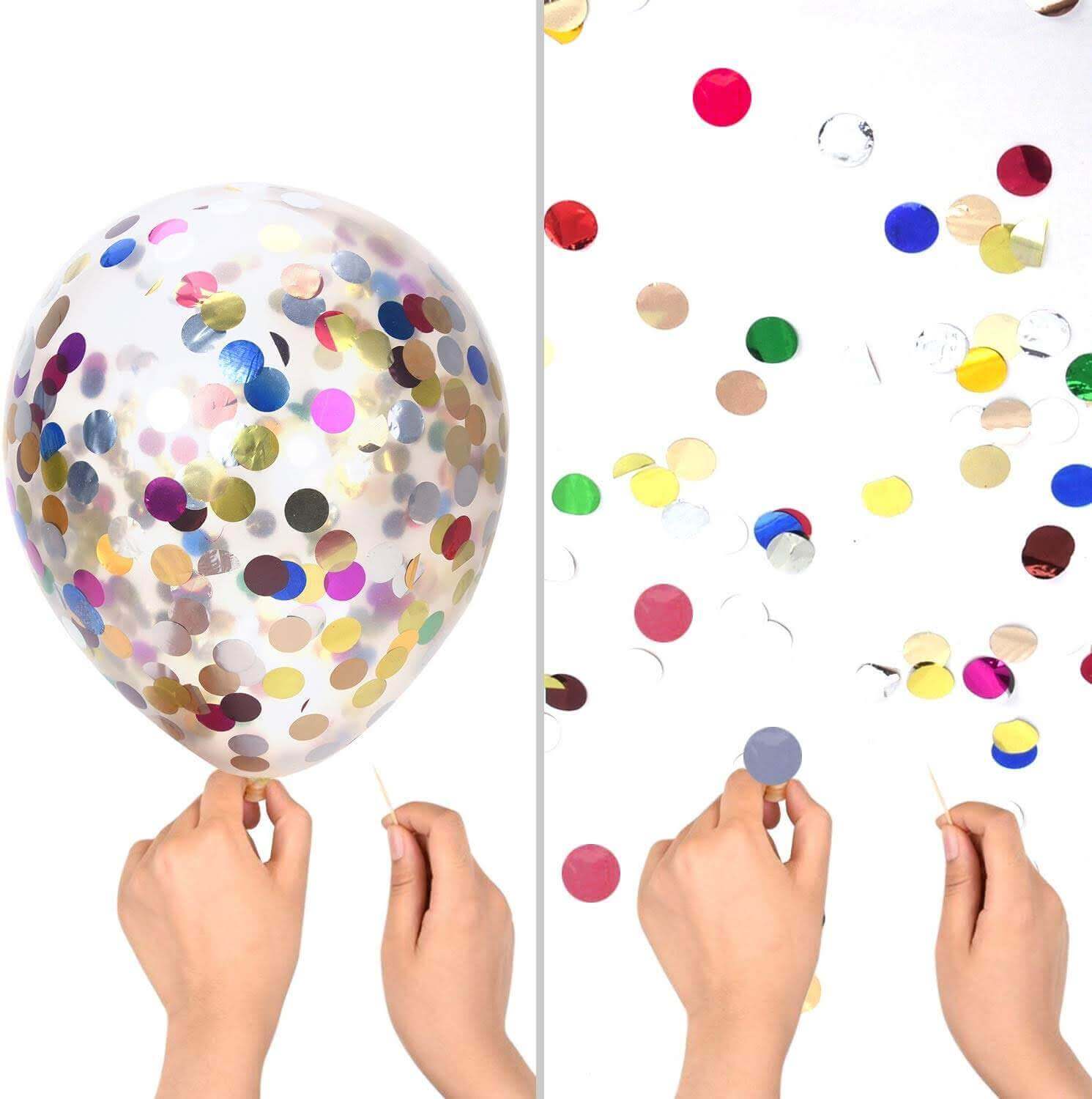 Transparent Balloons with Multicolour Confetti 12" - 5PC