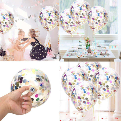 Transparent Balloons with Multicolour Confetti 12" - 5PC