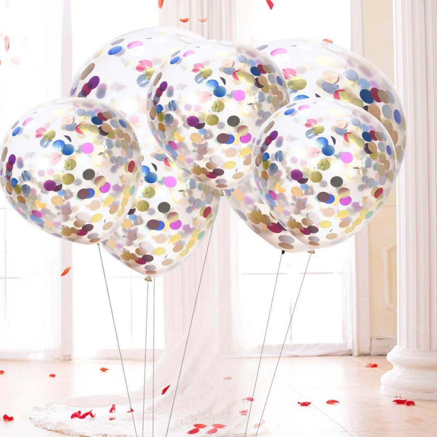 Transparent Balloons with Multicolour Confetti 12" - 5PC