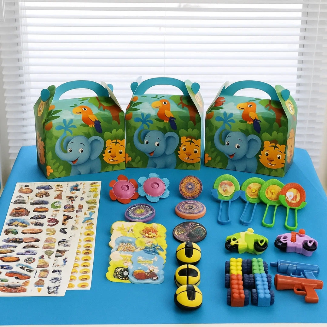 Jungle Animal Theme Treat Boxes with Mixed Return Gift Favors Combo Pack - 60PC