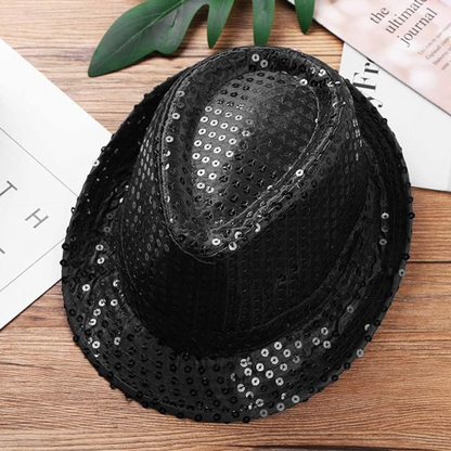 Black Sequin Hat - Unisex Kids/Adults One Size Fits All