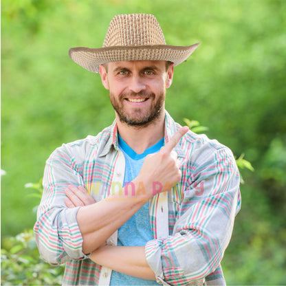 Cowboy Beach Hat with Brown Ribbon