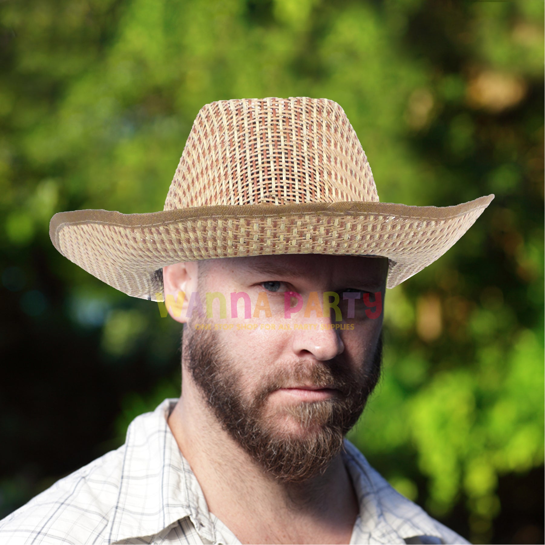 Cowboy Beach Hat with Brown Ribbon