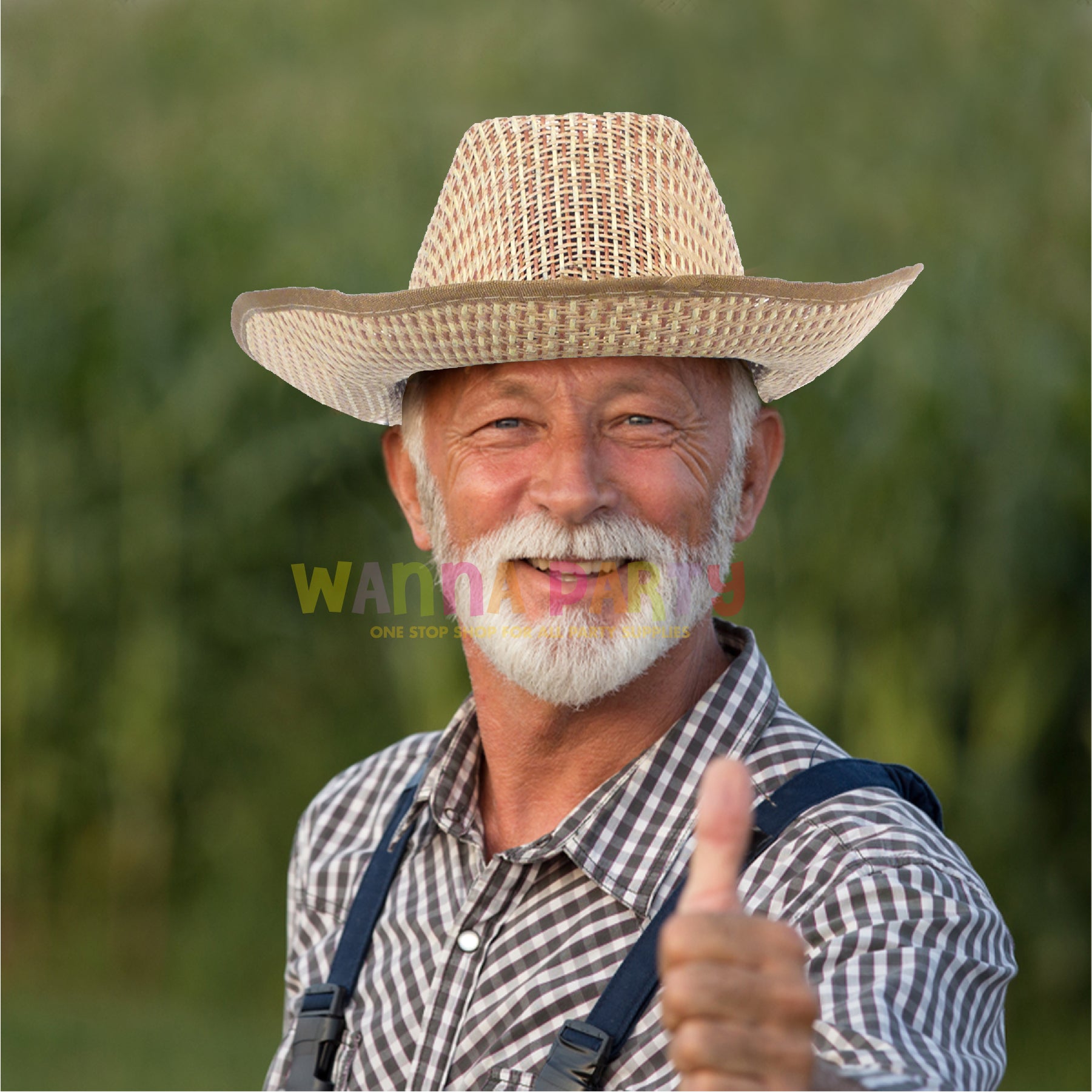 Cowboy Beach Hat with Brown Ribbon