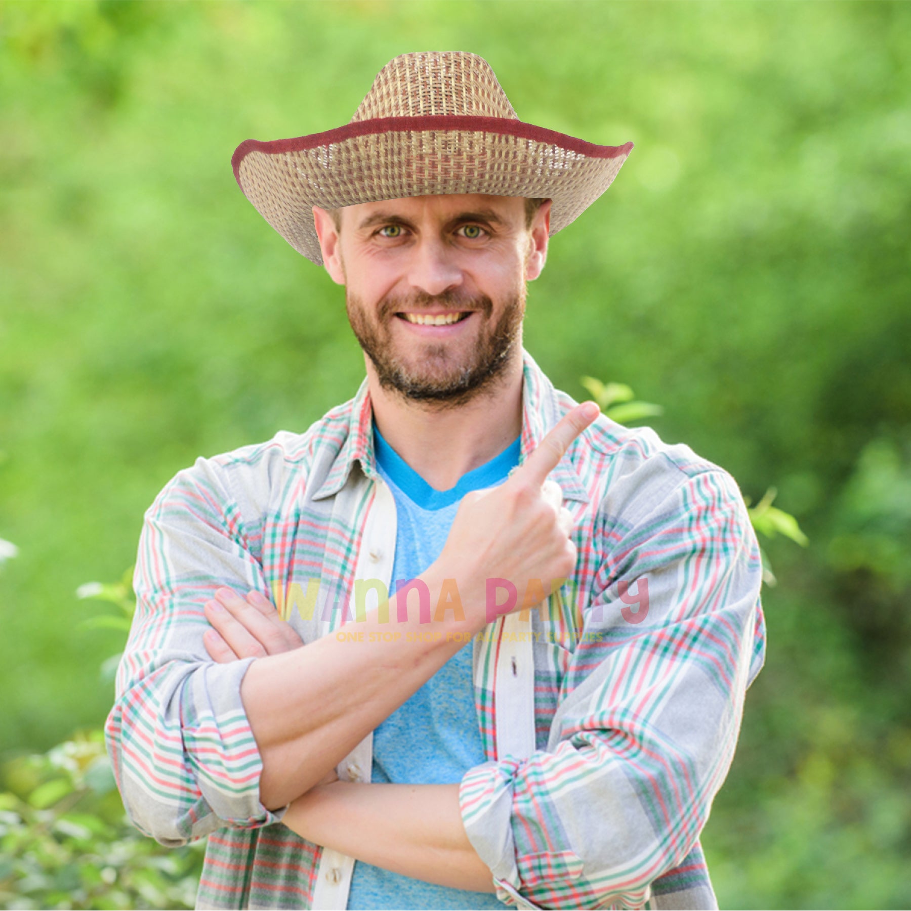 Cowboy Beach Hat with Red Ribbon