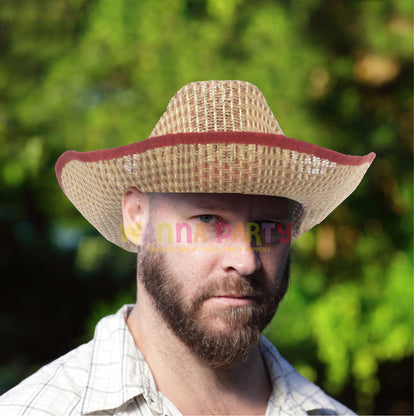 Cowboy Beach Hat with Red Ribbon