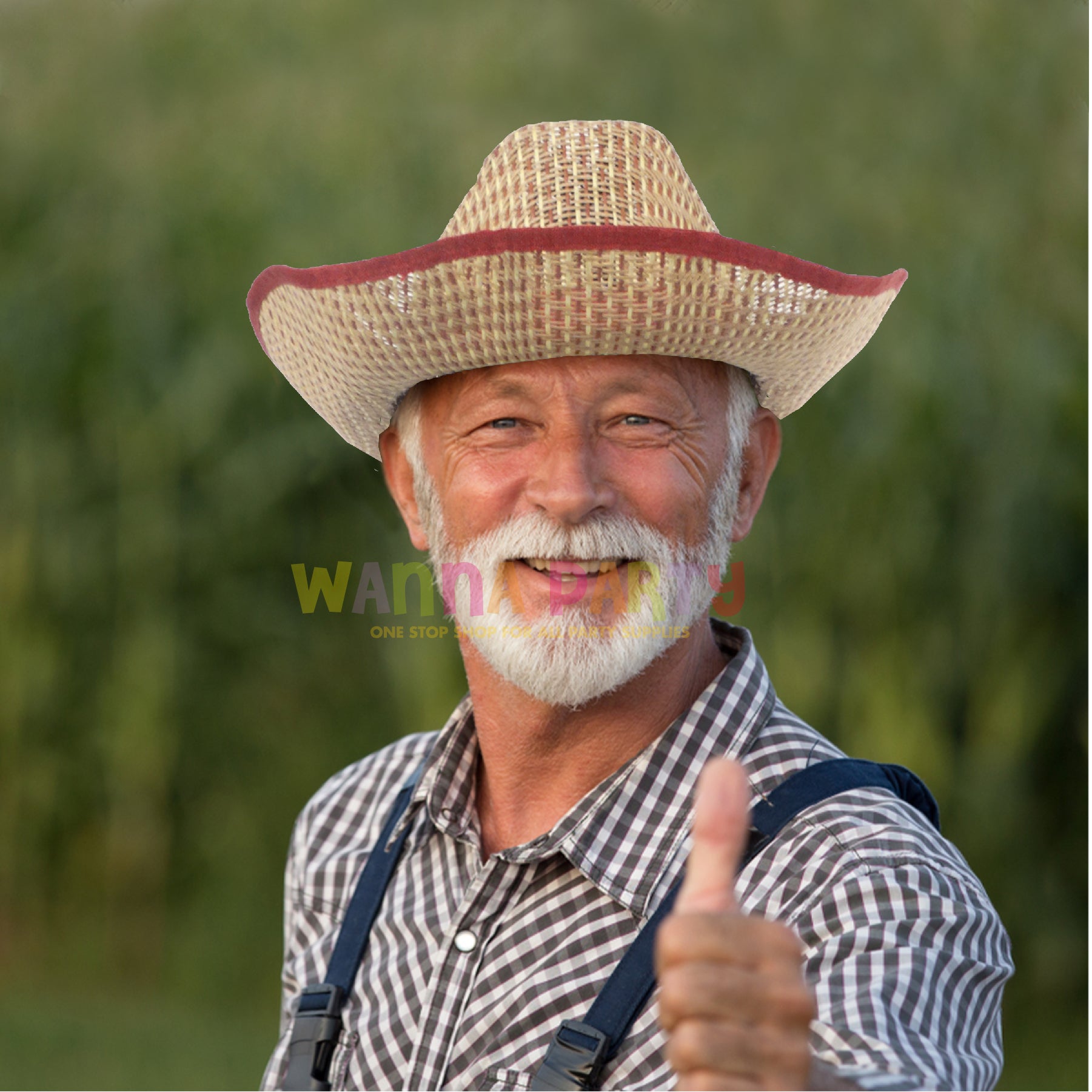 Cowboy Beach Hat with Red Ribbon