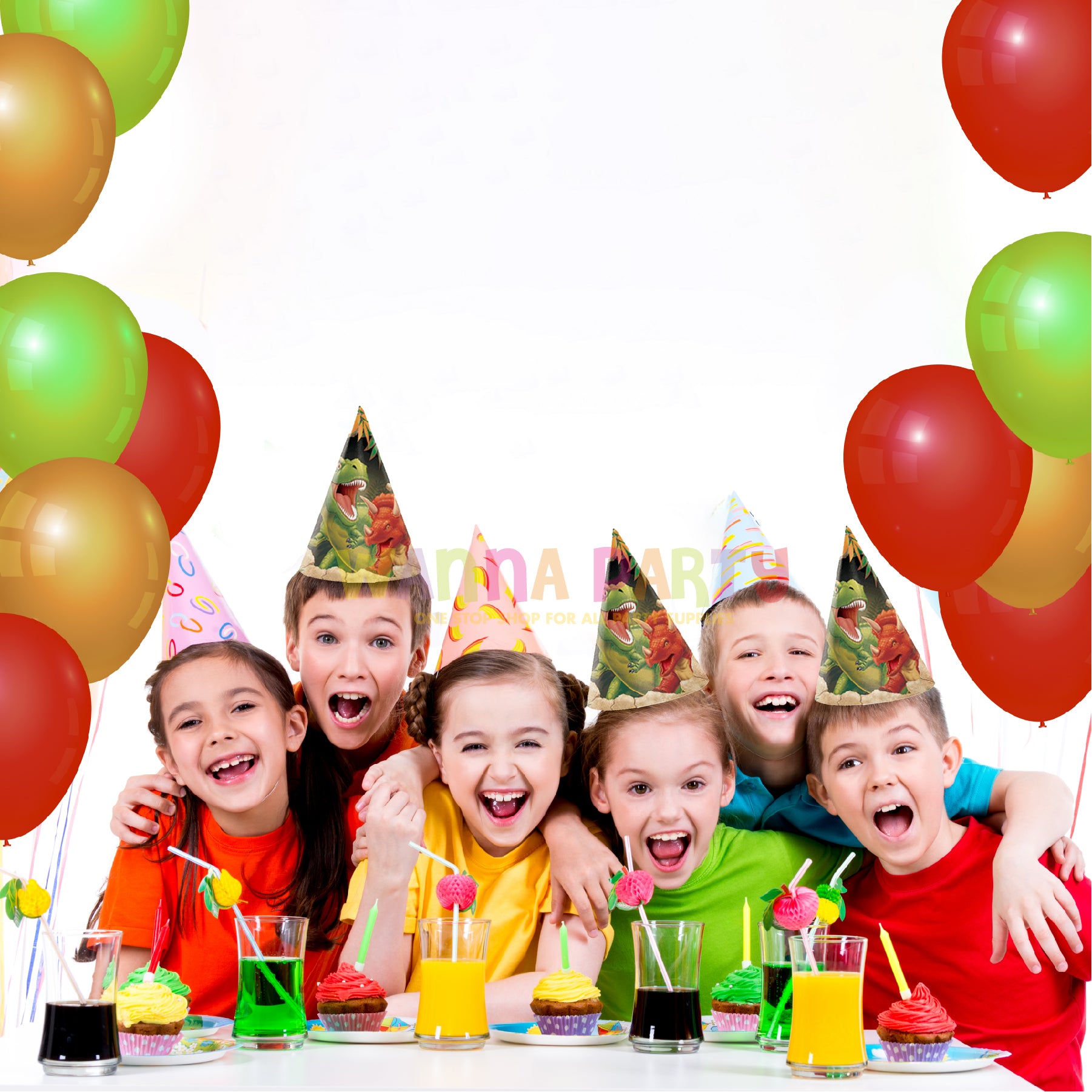 Dinosaur Blast Birthday Hats - 8PC