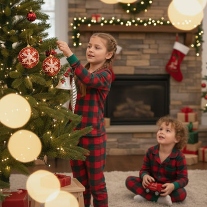 Christmas Tree Ornaments Red Ball with Snow Flakes - Set of 2