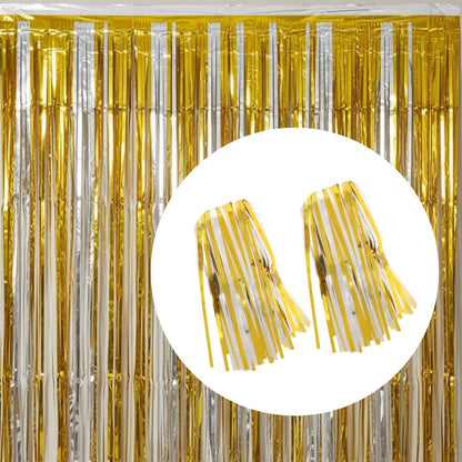 Gold & Silver Dual Tone Foil Curtain-2PC