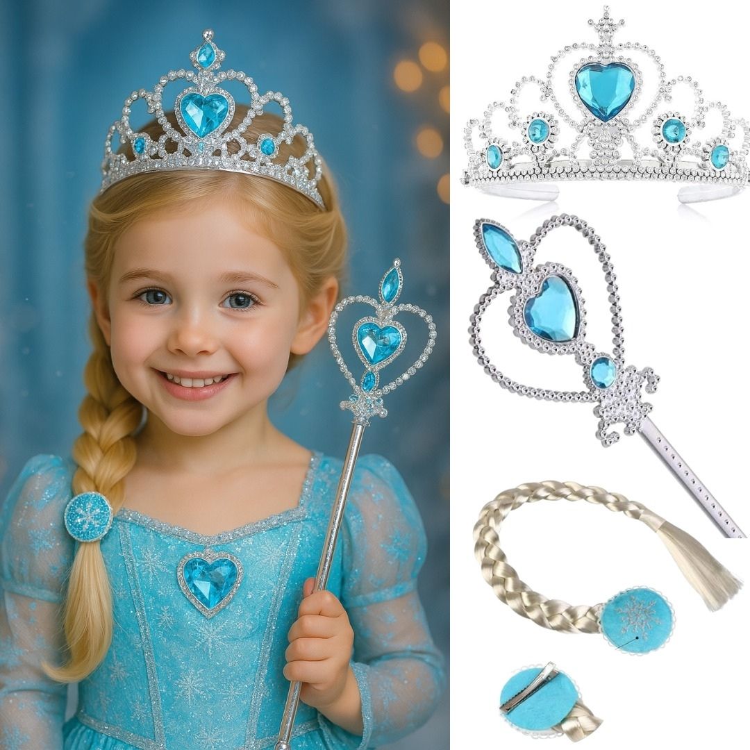 Frozen Braided Hair, Wand and Tiara Set - 3PC