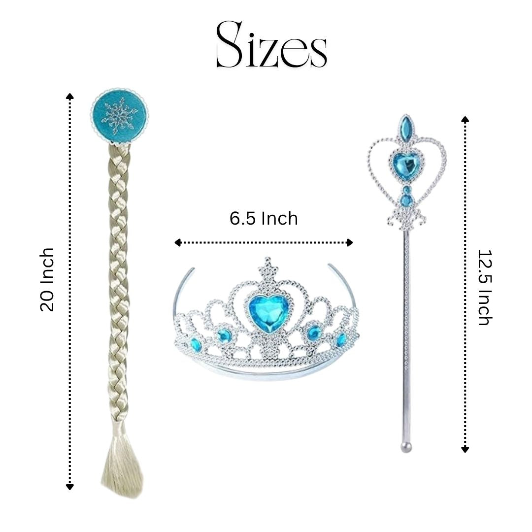 Frozen Braided Hair, Wand and Tiara Set - 3PC