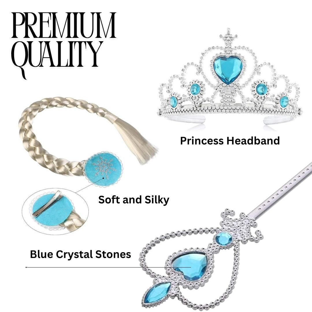 Frozen Braided Hair, Wand and Tiara Set - 3PC