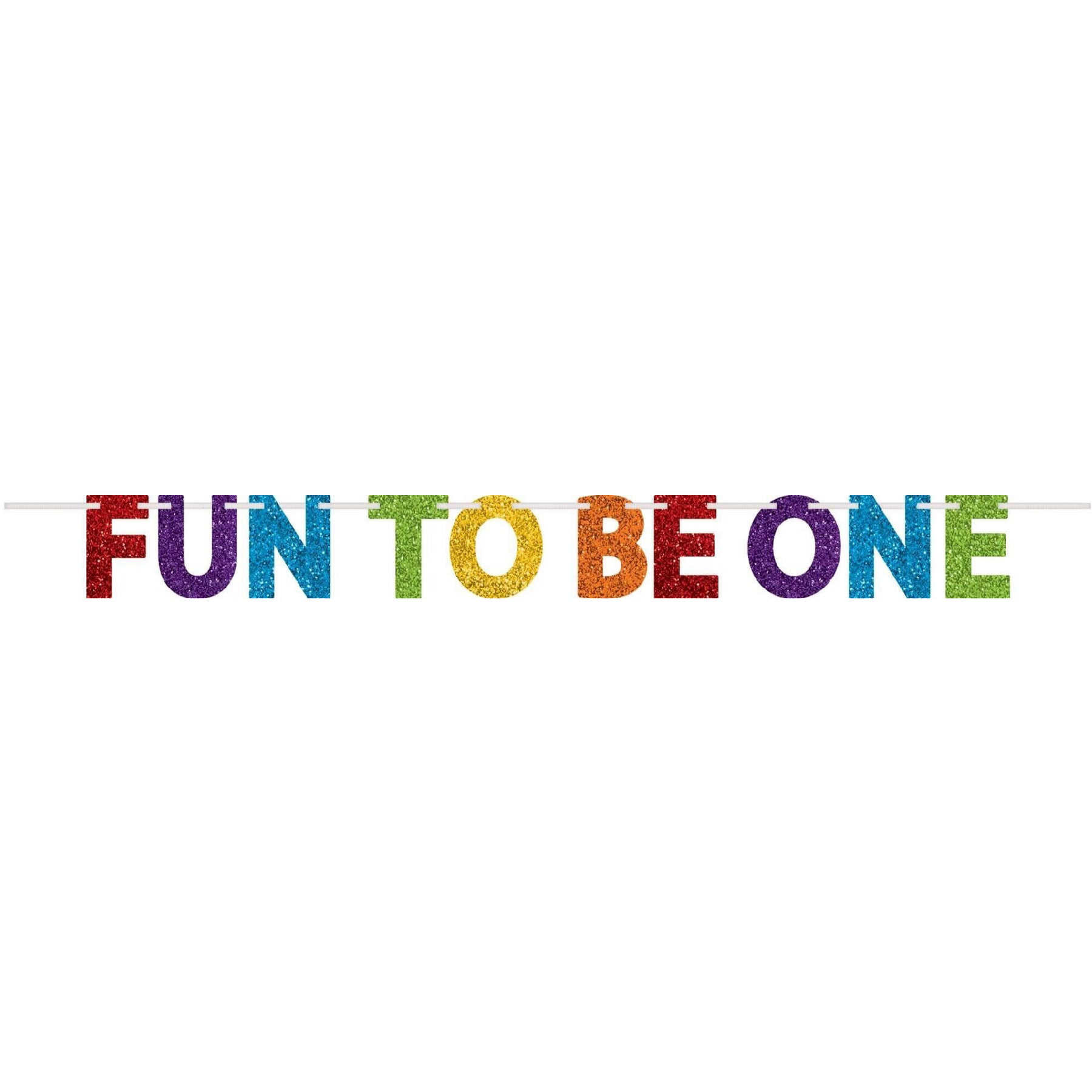 Fun To Be One Rainbow Glitter Banner 12'x6"