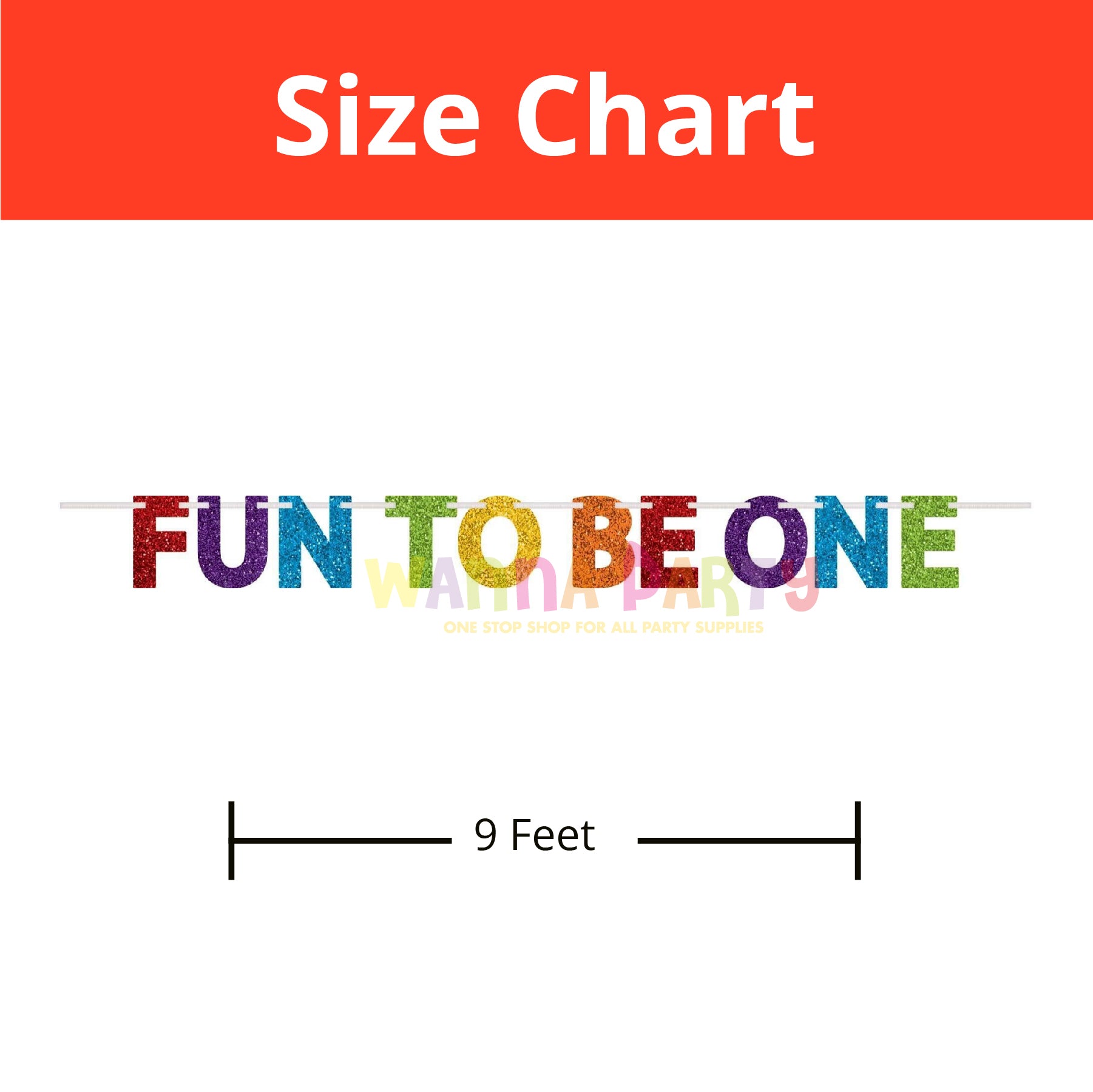 Fun To Be One Rainbow Glitter Banner 12'x6"