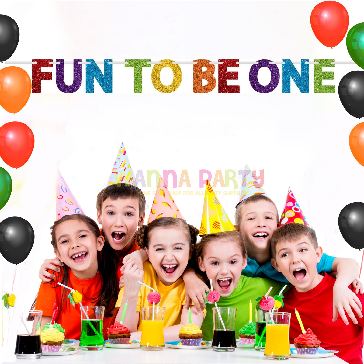 Fun To Be One Rainbow Glitter Banner 12'x6"