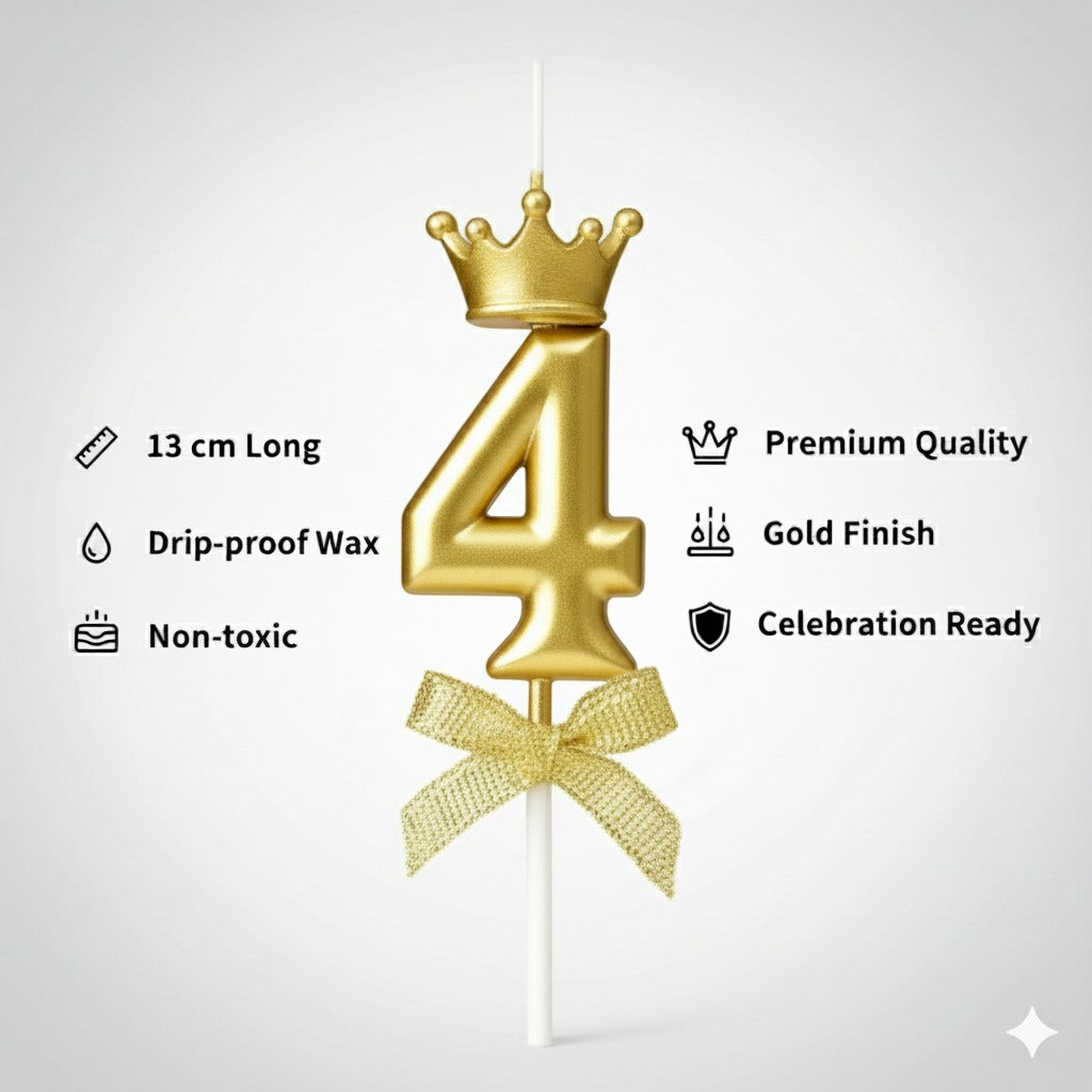 Golden Crown Numerical Candle No. 4