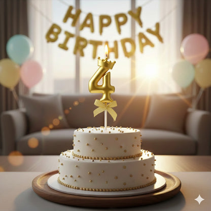Golden Crown Numerical Candle No. 4