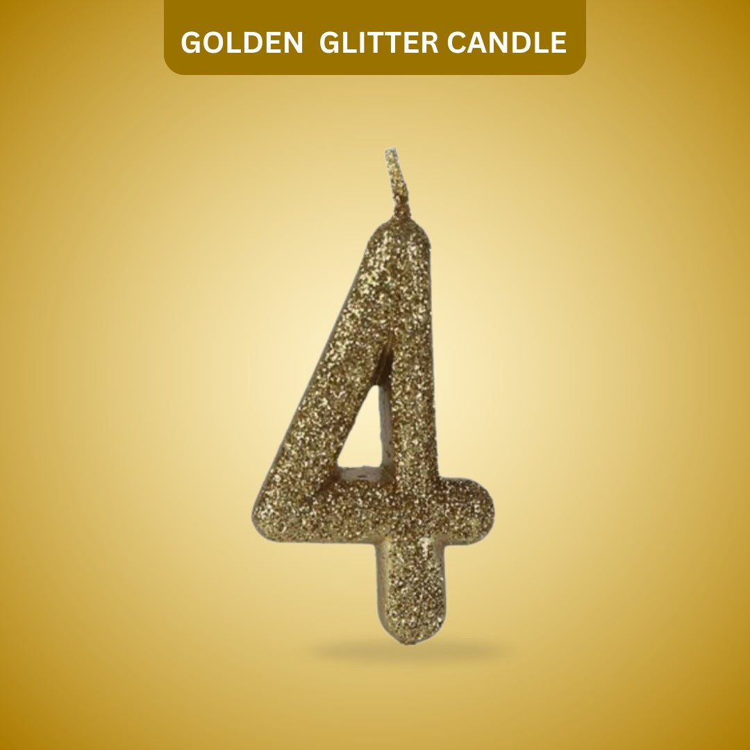 Number 4 Golden Glitter Candle - 1PC