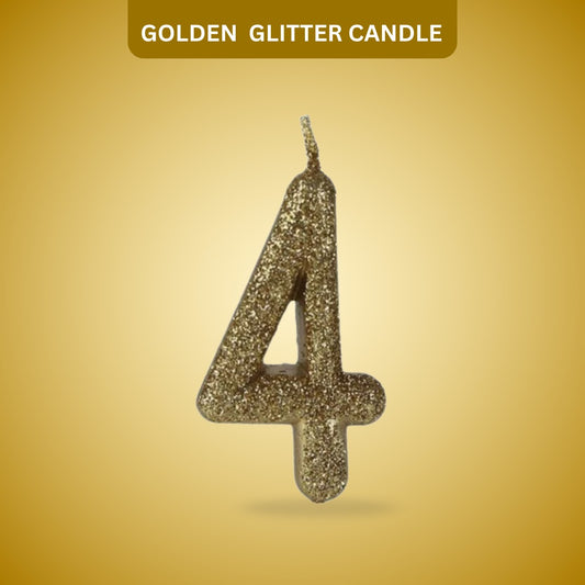 Number 4 Golden Glitter Candle - 1PC