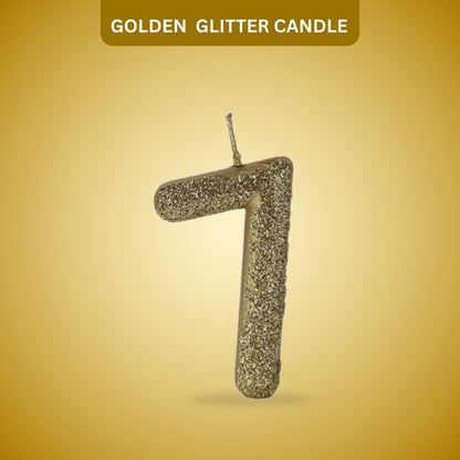 Number 7 Golden Glitter Candle - 1PC