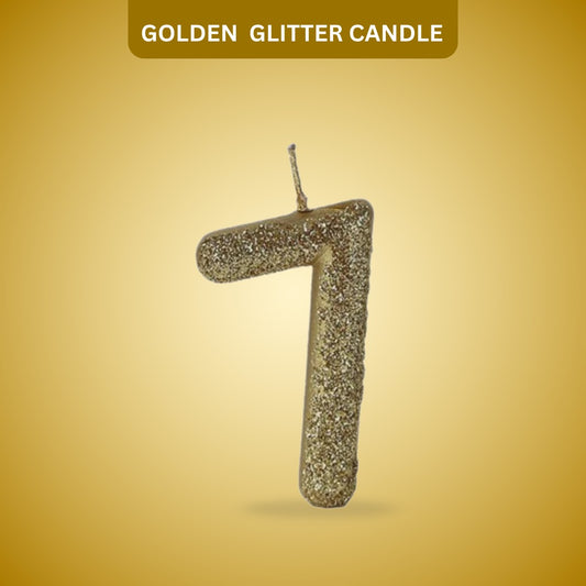 Number 7 Golden Glitter Candle - 1PC