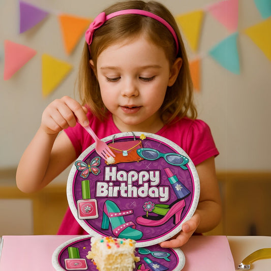 Make up Glitz and Glamour Theme  Party Paper Plates - 9 inches - 8PC