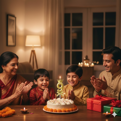 Golden Crown Numerical Candle No. 9