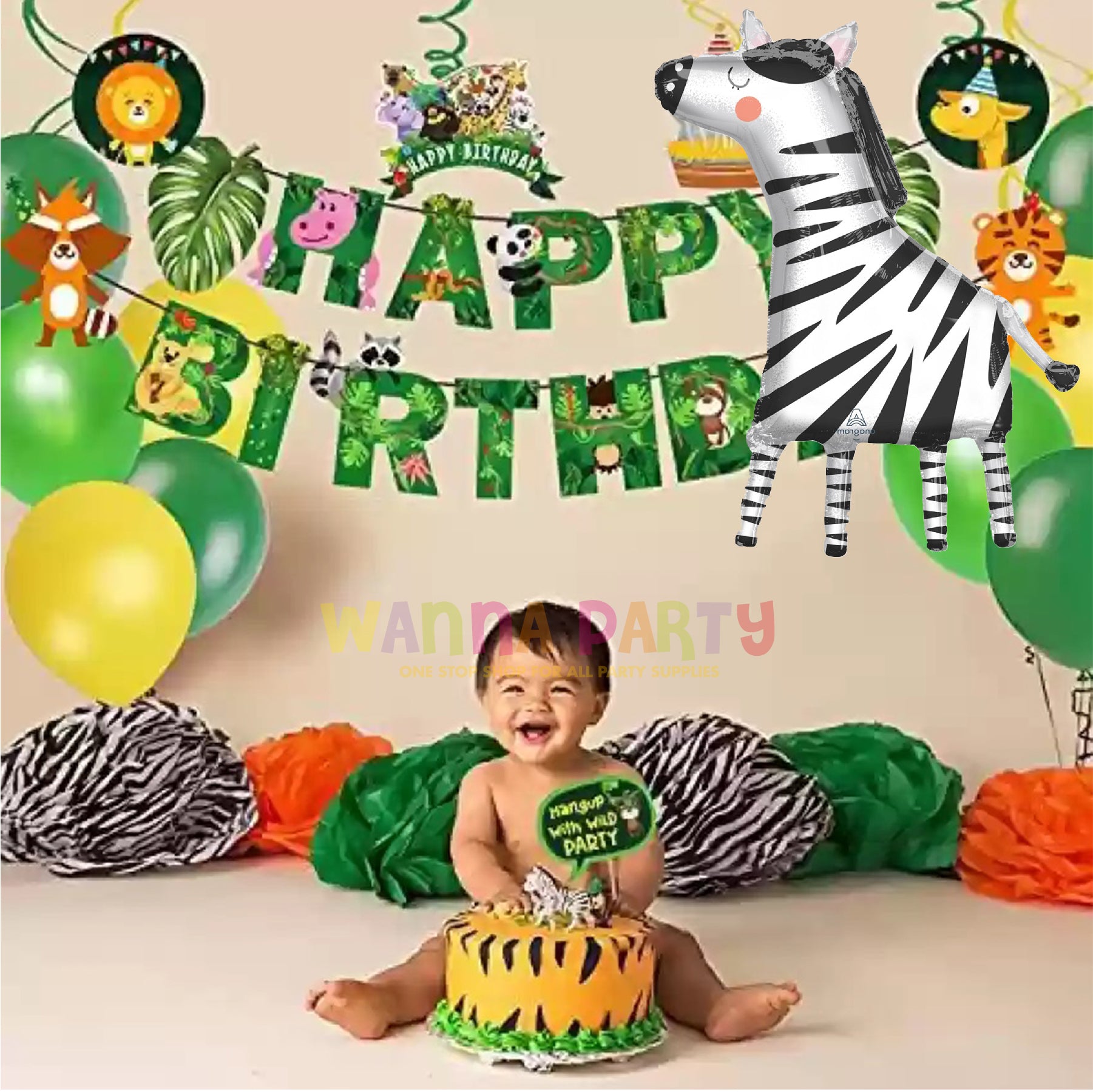 Large Shape Get Wild Zebra Balloon 36 Inch