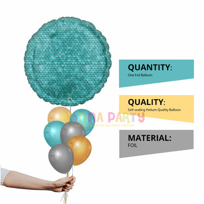 Glitter Blue Sequin Round Balloons 18"