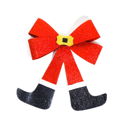 Glitter Christmas Bows with Santa Boots Red 40CM -