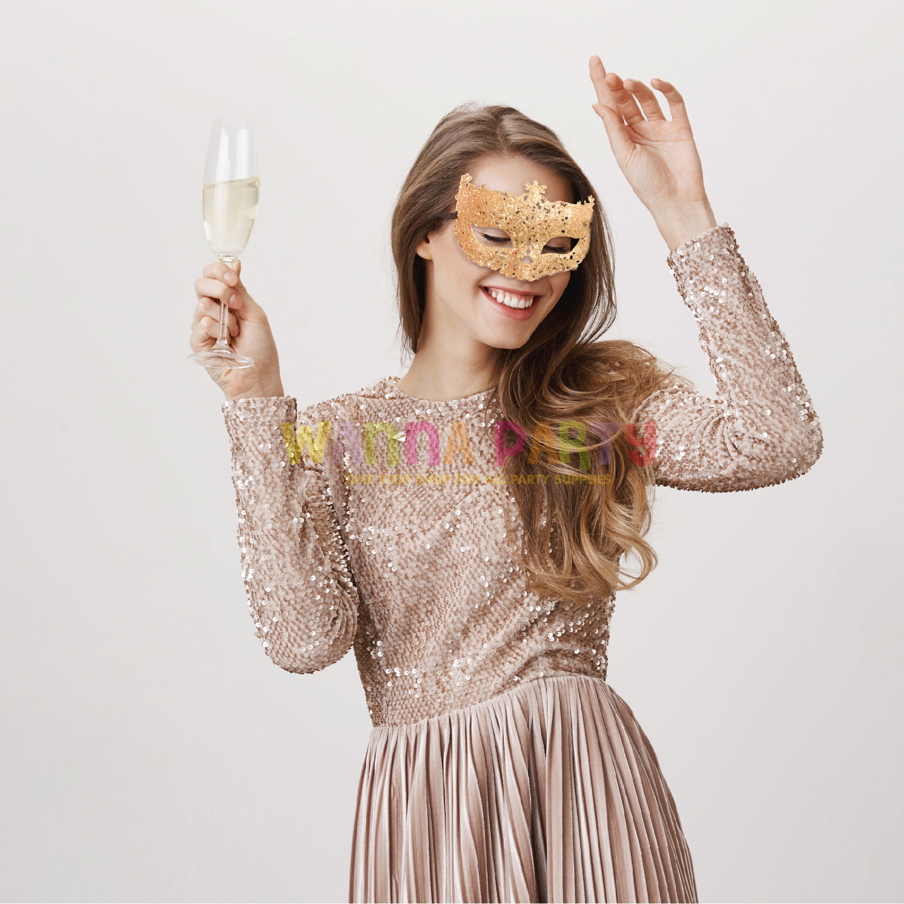 Glitter Fashion Eye Mask Rose Gold - 1PC