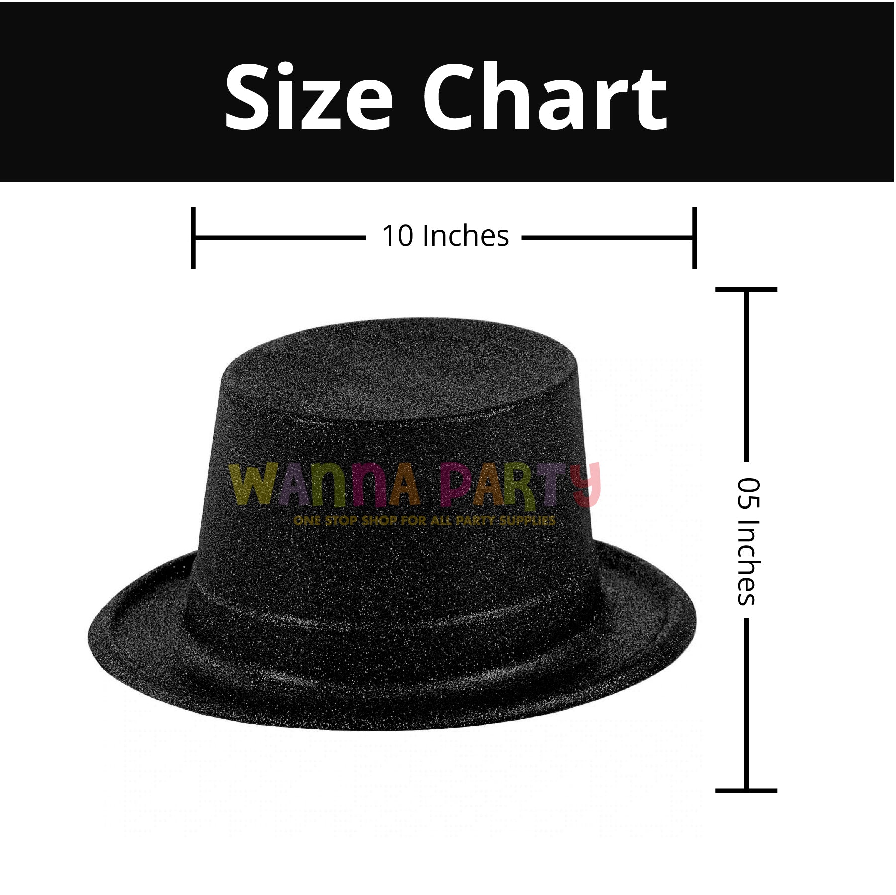 GLITTER TOP HAT BLACK