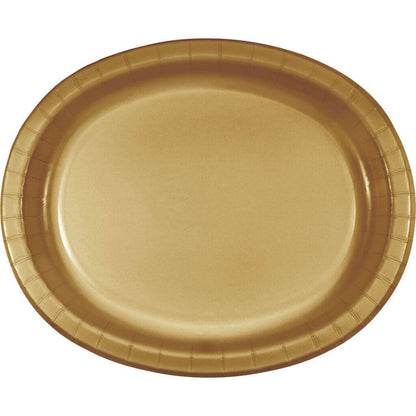 Glittering Gold Oval Platter Plates 12" - 8PC