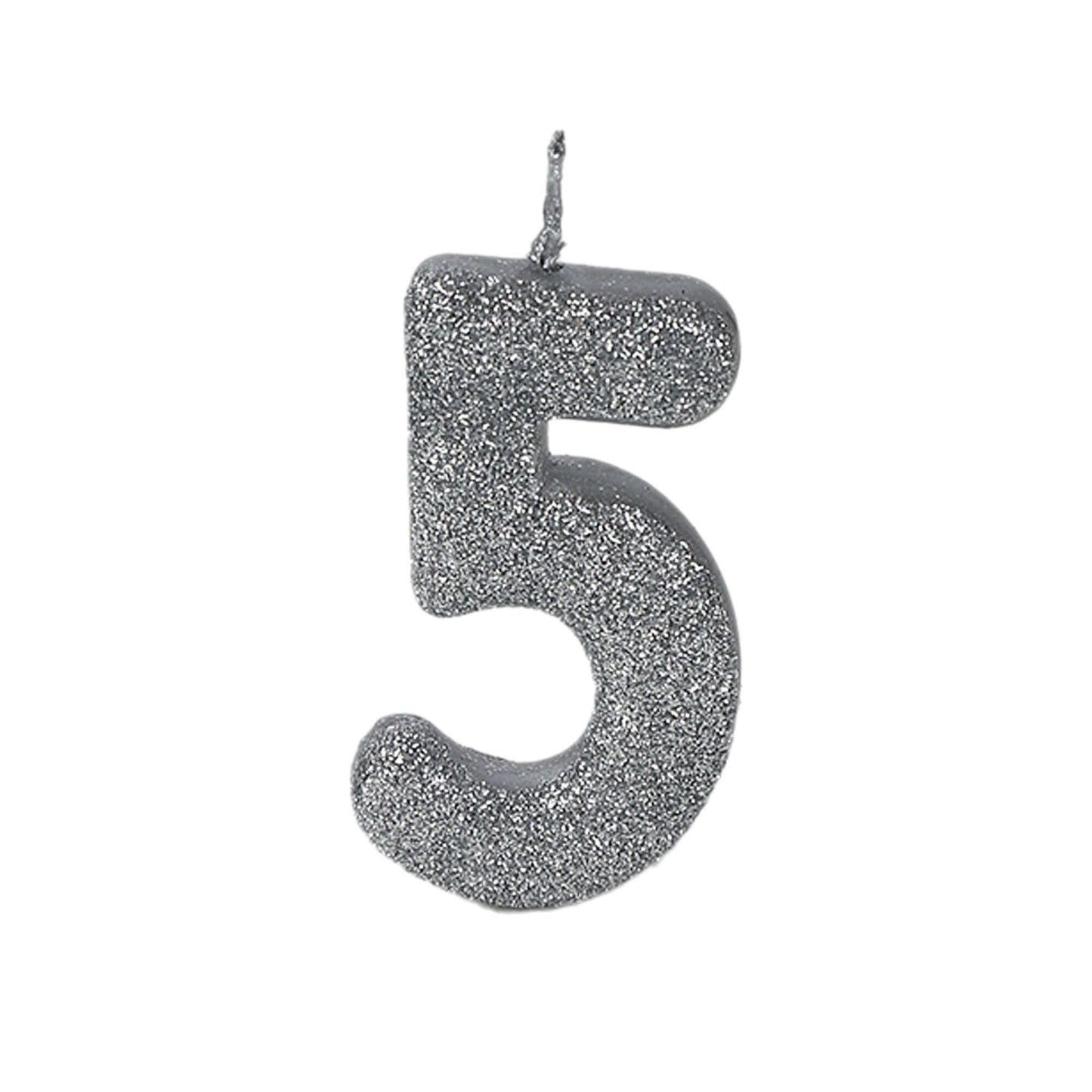 No. 5 Glitter Silver Candle