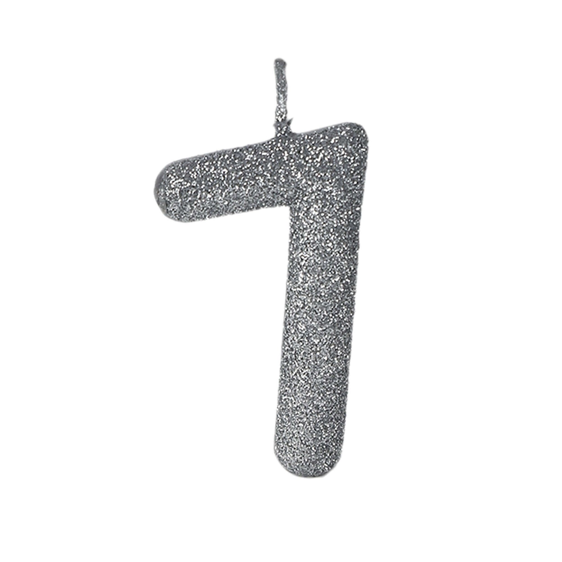 No. 7 Glitter Silver Candle