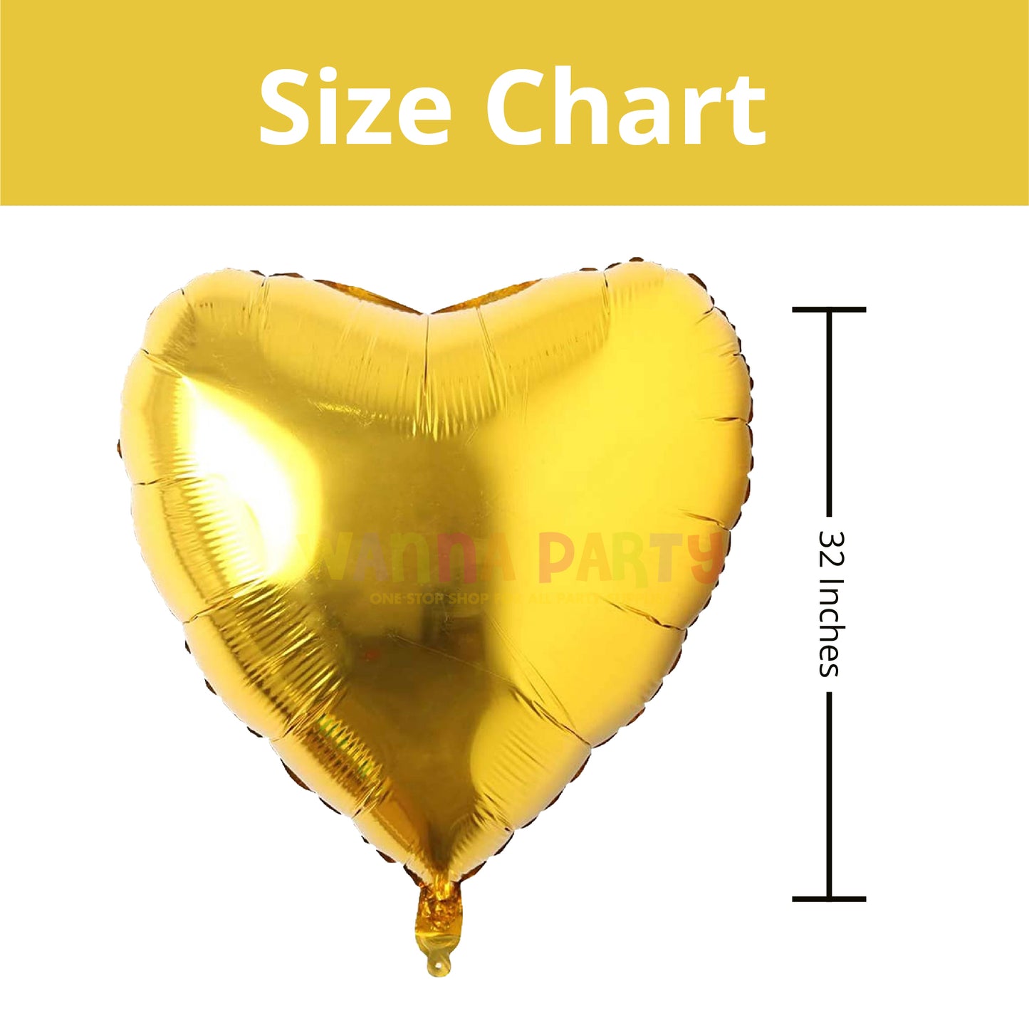 Gold Heart Foil Balloon 32"