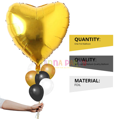 Gold Heart Foil Balloon 32"