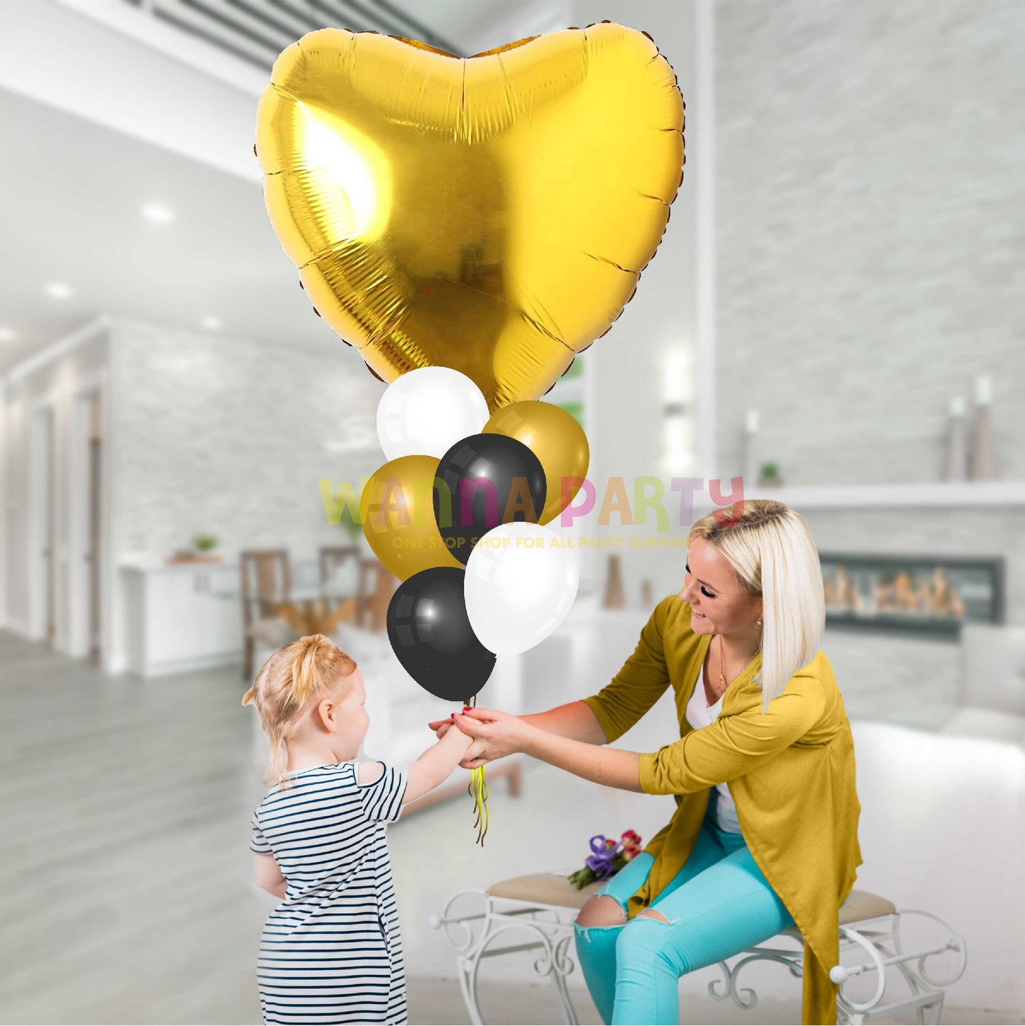 Gold Heart Foil Balloon 32"