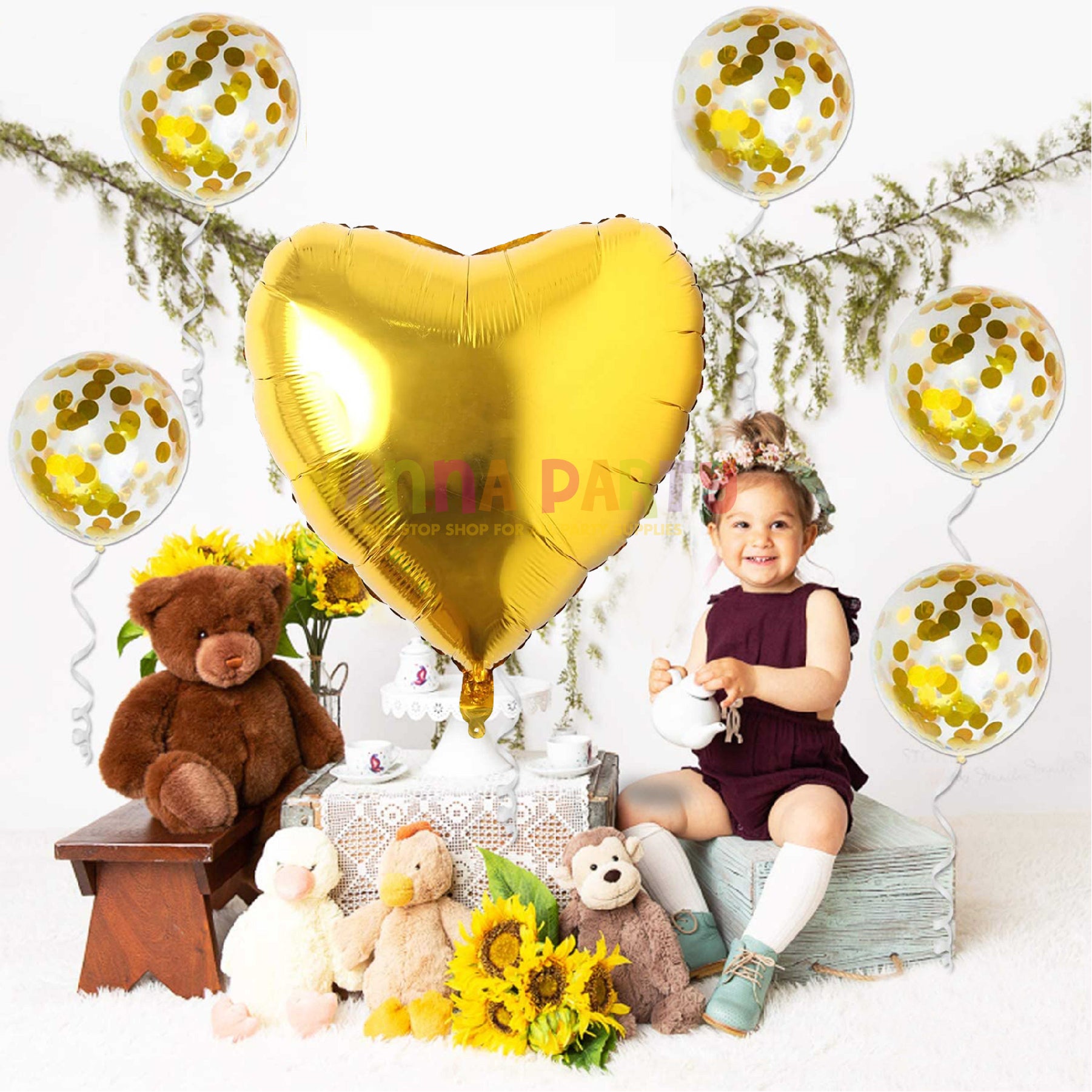 Gold Heart Foil Balloon 32"